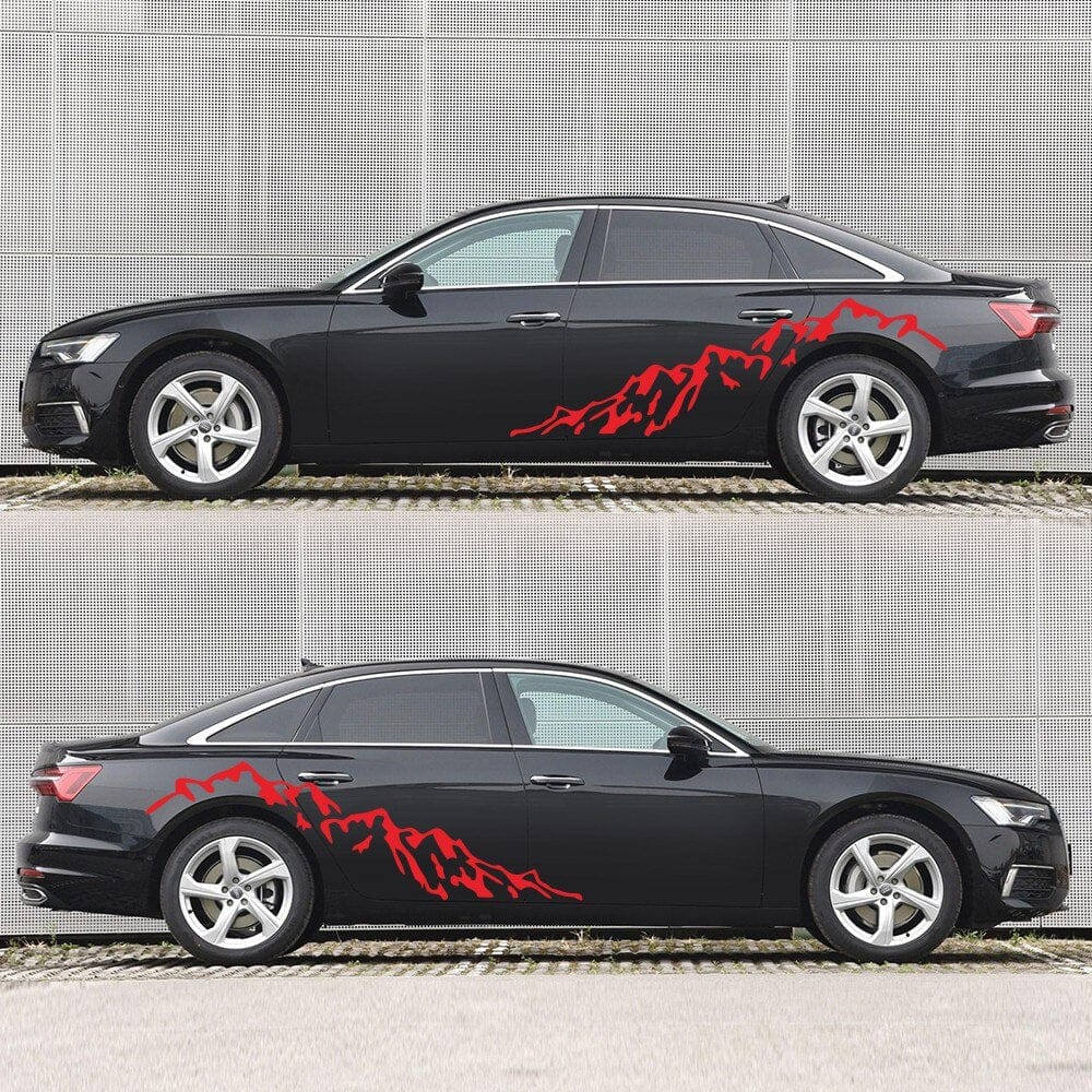 Autocollant Voiture Montagne Rouge Stickers Mania