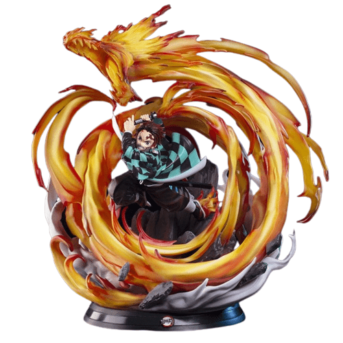 Figurine Collector en Resine Tanjiro Dragon de Feu Stickers Mania