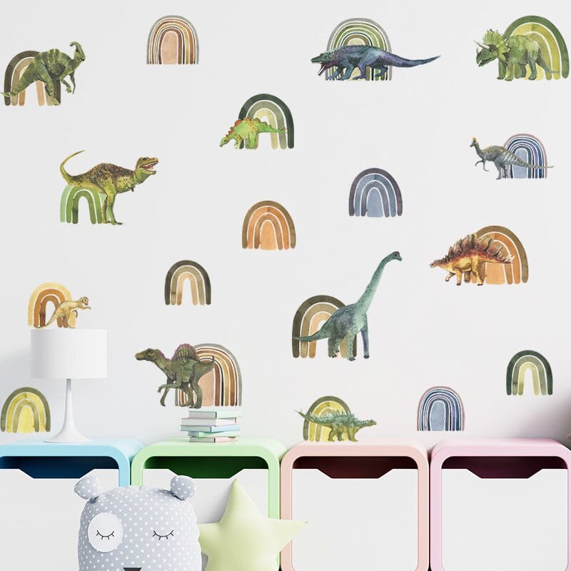 Stickers Chambre Bébé Dinosaure Arc en Ciel Stickers Mania