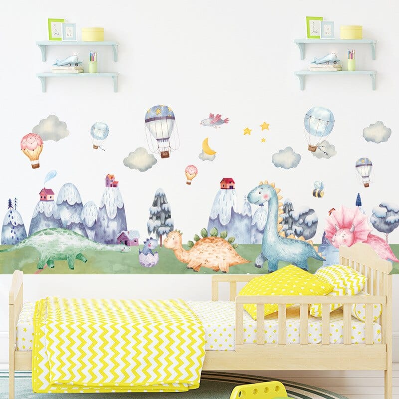 Stickers Chambre Bébé Dinosaure et Montagnes Stickers Mania
