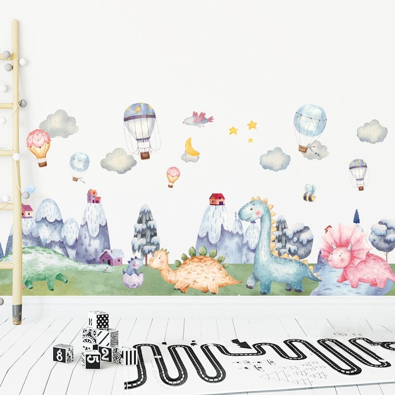 Stickers Chambre Bébé Dinosaure et Montagnes Stickers Mania