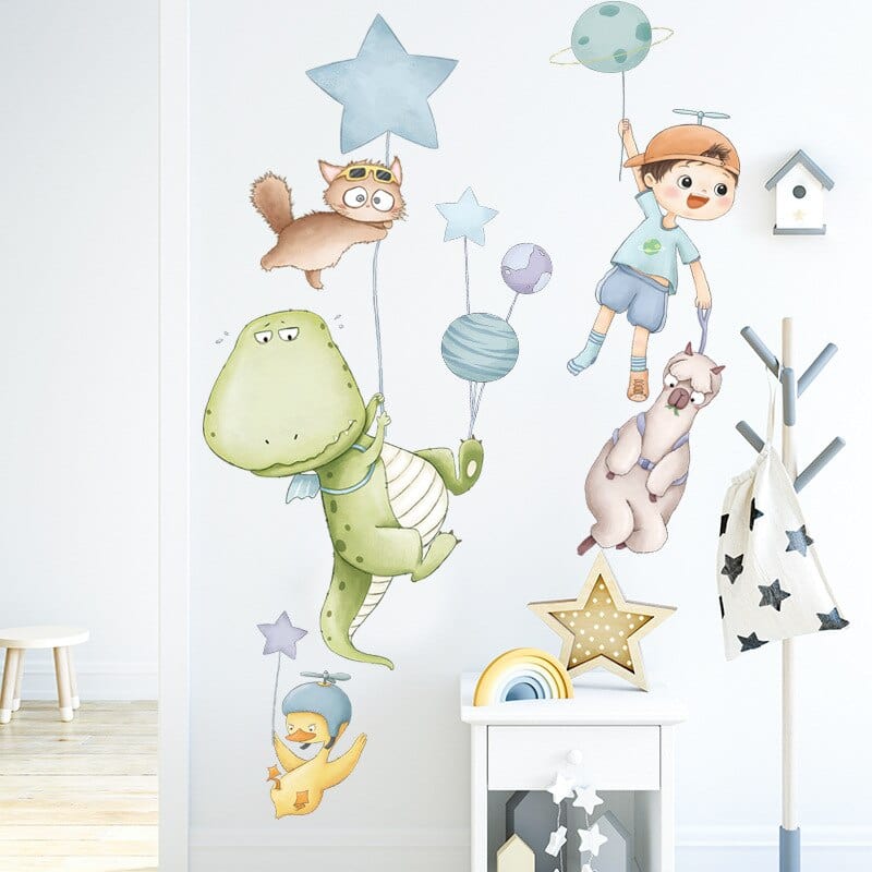 Stickers Chambre Bébé Dinosaures Volants Stickers Mania