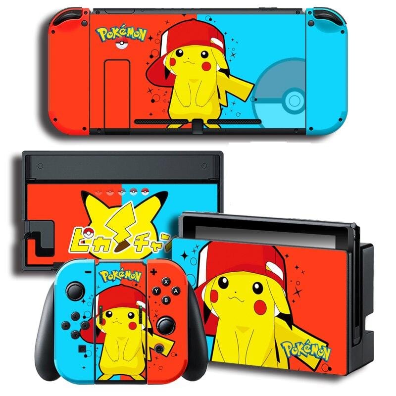 Stickers Nintendo Switch Pikachu Rouge et Bleu Stickers Mania