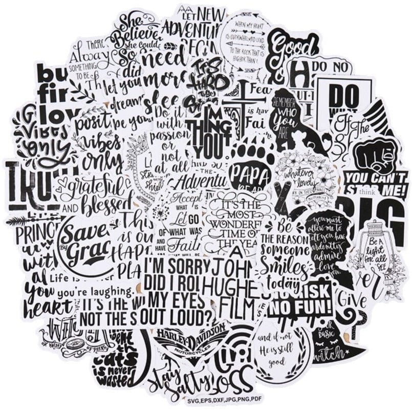 Stickers Noir et Blanc<br> Citations (50 pcs) Stickers Mania