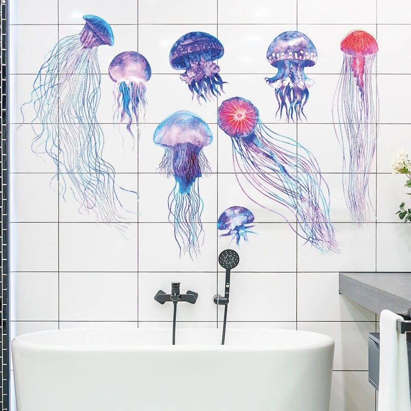 Stickers Paroi de Douche Salle de Bain Méduse Stickers Mania
