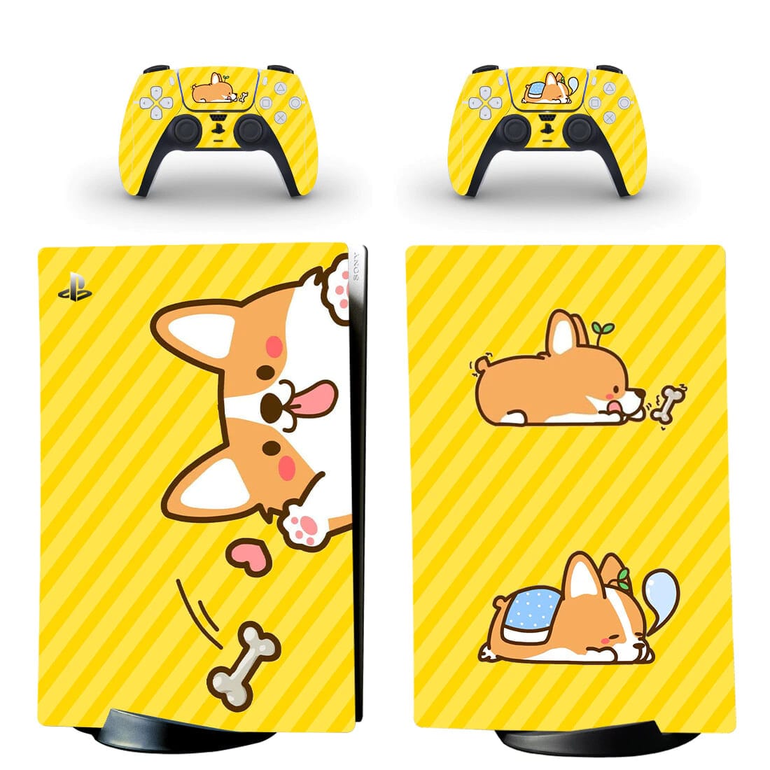 Stickers PS5 Digital<br> Corgi Jaune Stickers Mania