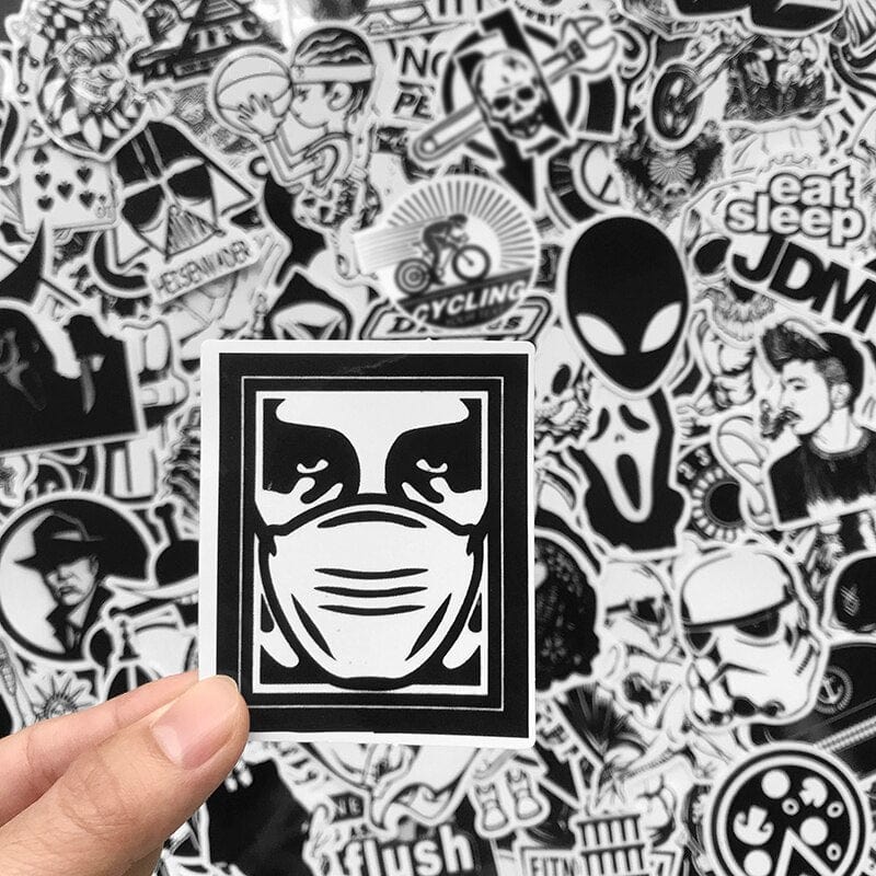 Stickers Skateboard Noir et Blanc (120 stickers) Stickers Mania