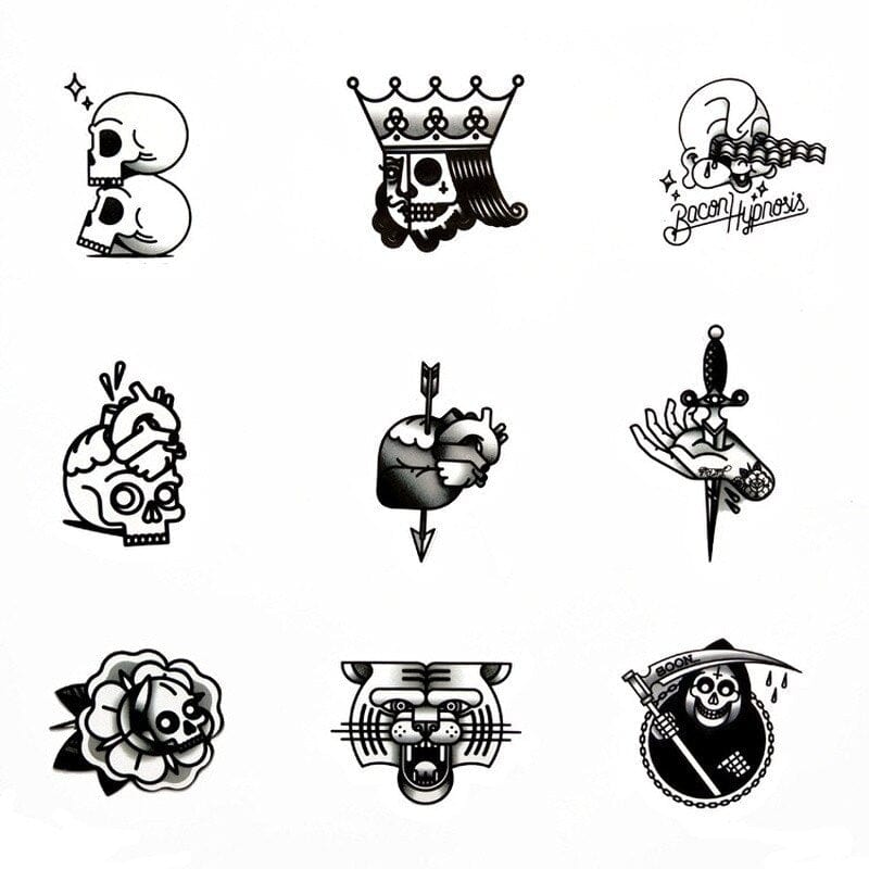 Stickers Tattoo Vintage Noir et Blanc (50 pcs) Stickers Mania