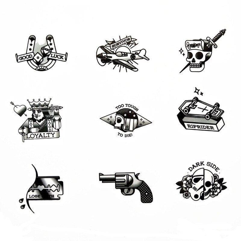 Stickers Tattoo Vintage Noir et Blanc (50 pcs) Stickers Mania