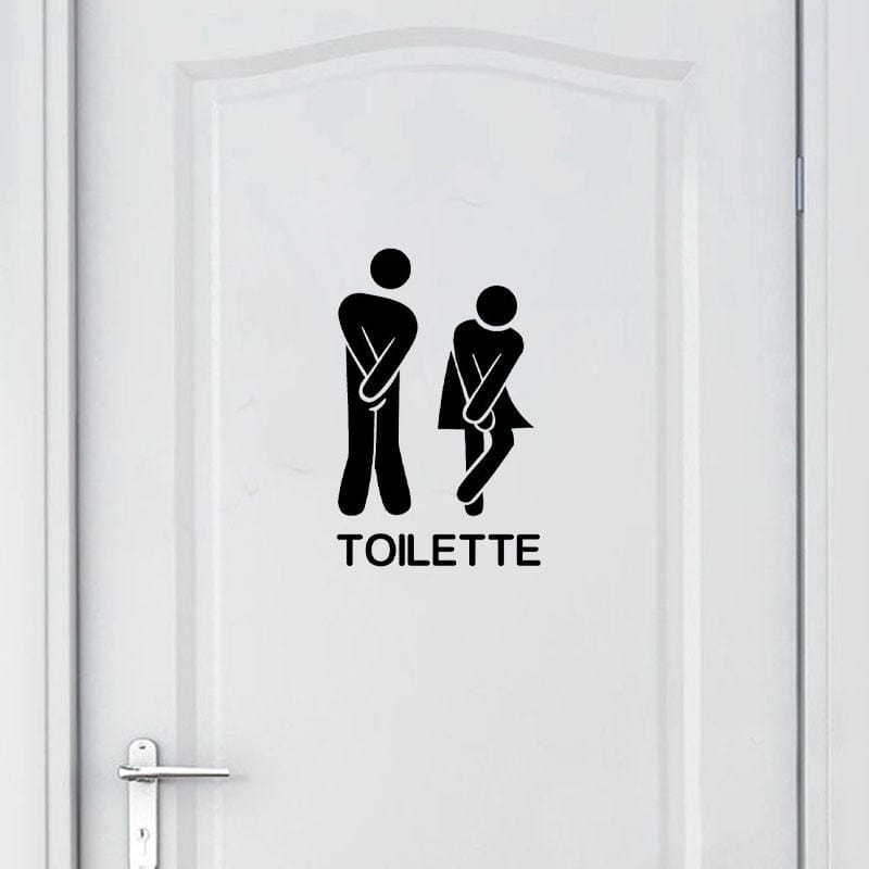 Stickers Toilettes Porte 1 Noir Stickers Mania