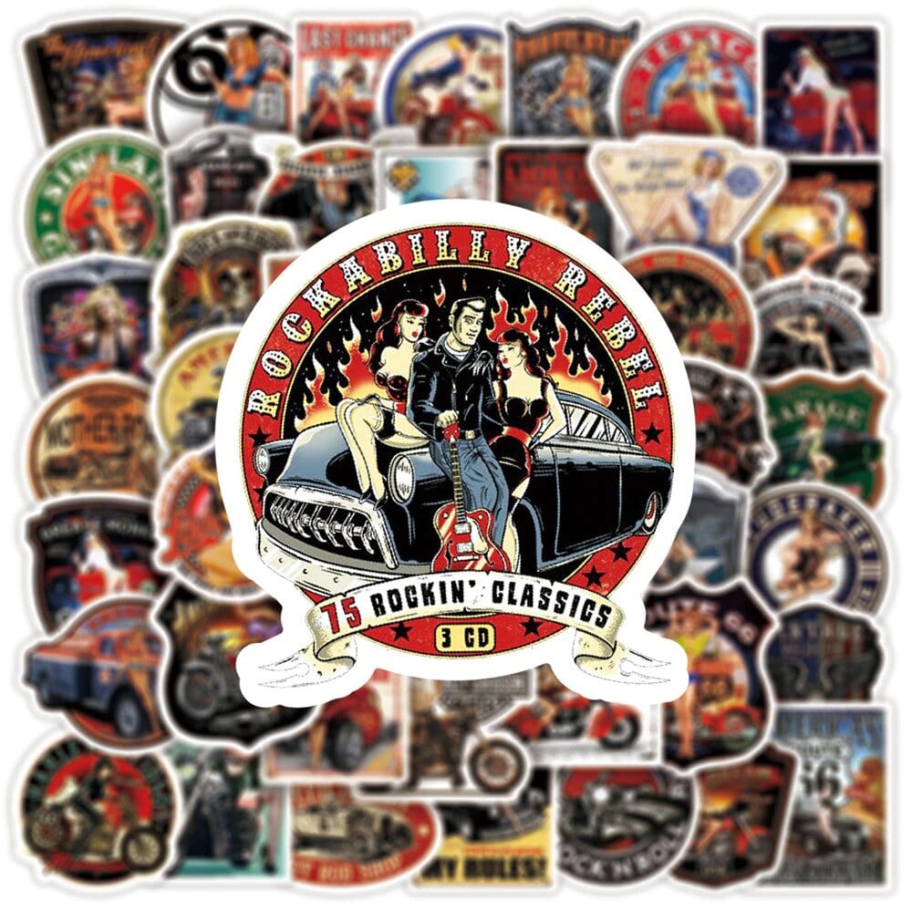 Stickers Vintage<br> Moto (50 pcs) Stickers Mania