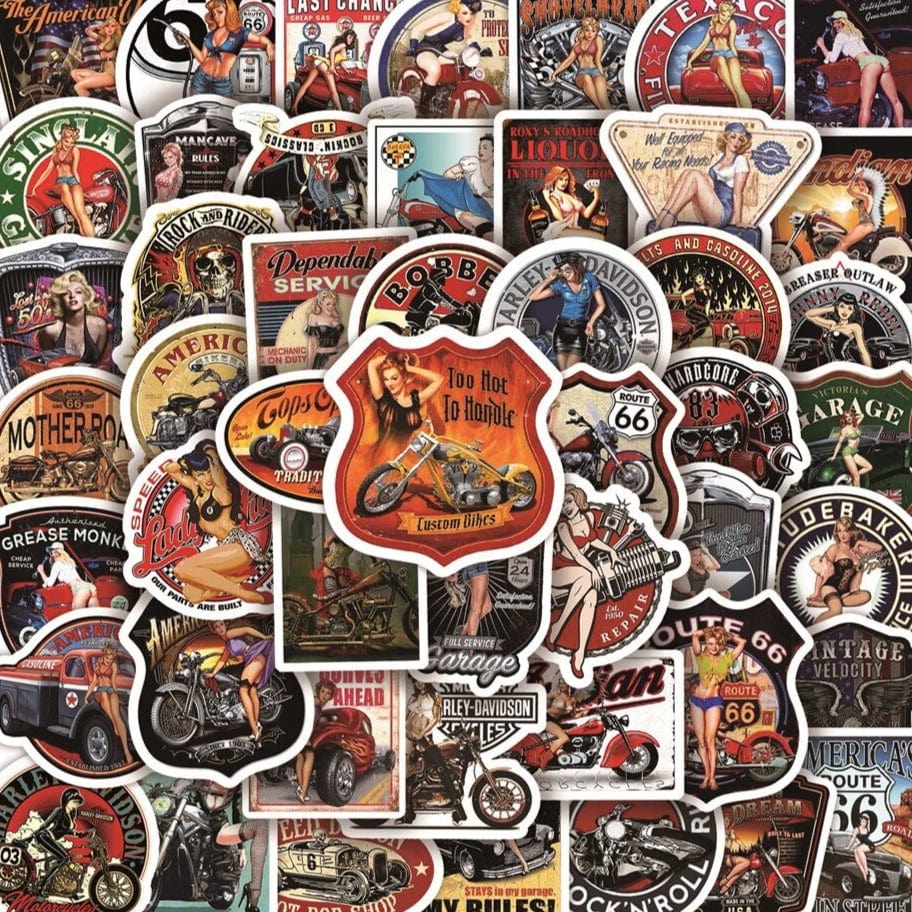 Stickers Vintage<br> Moto (50 pcs) Stickers Mania