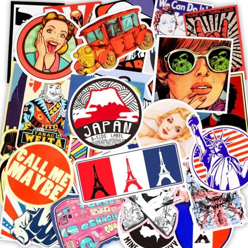 Stickers Vintage<br> USA (50 pcs) Stickers Mania