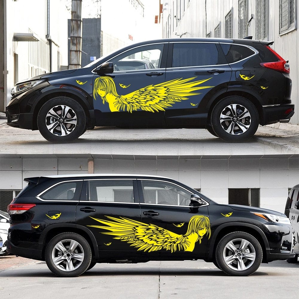 Stickers Voiture Ange Gardien Jaune Stickers Mania