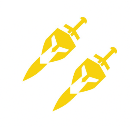 Stickers Voiture<br>Épée et Bouclier Jaune Stickers Mania