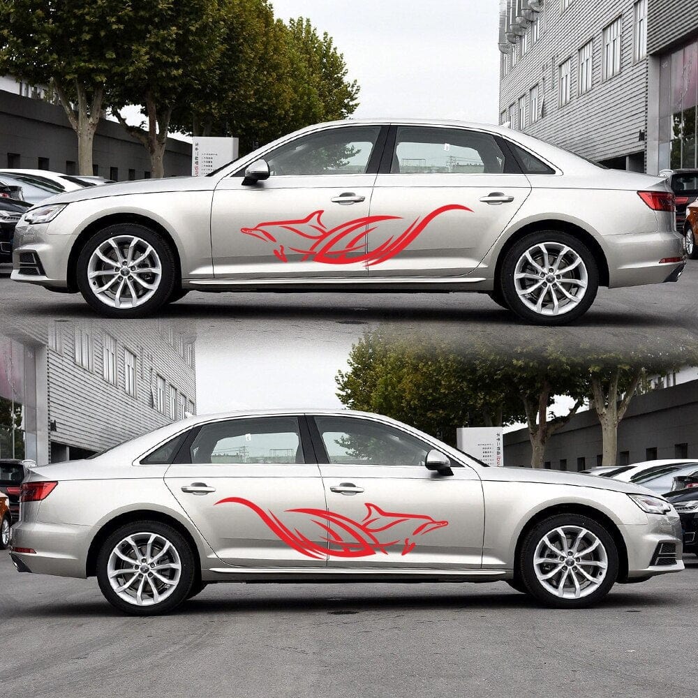 Stickers Voiture Dauphin Rouge Stickers Mania