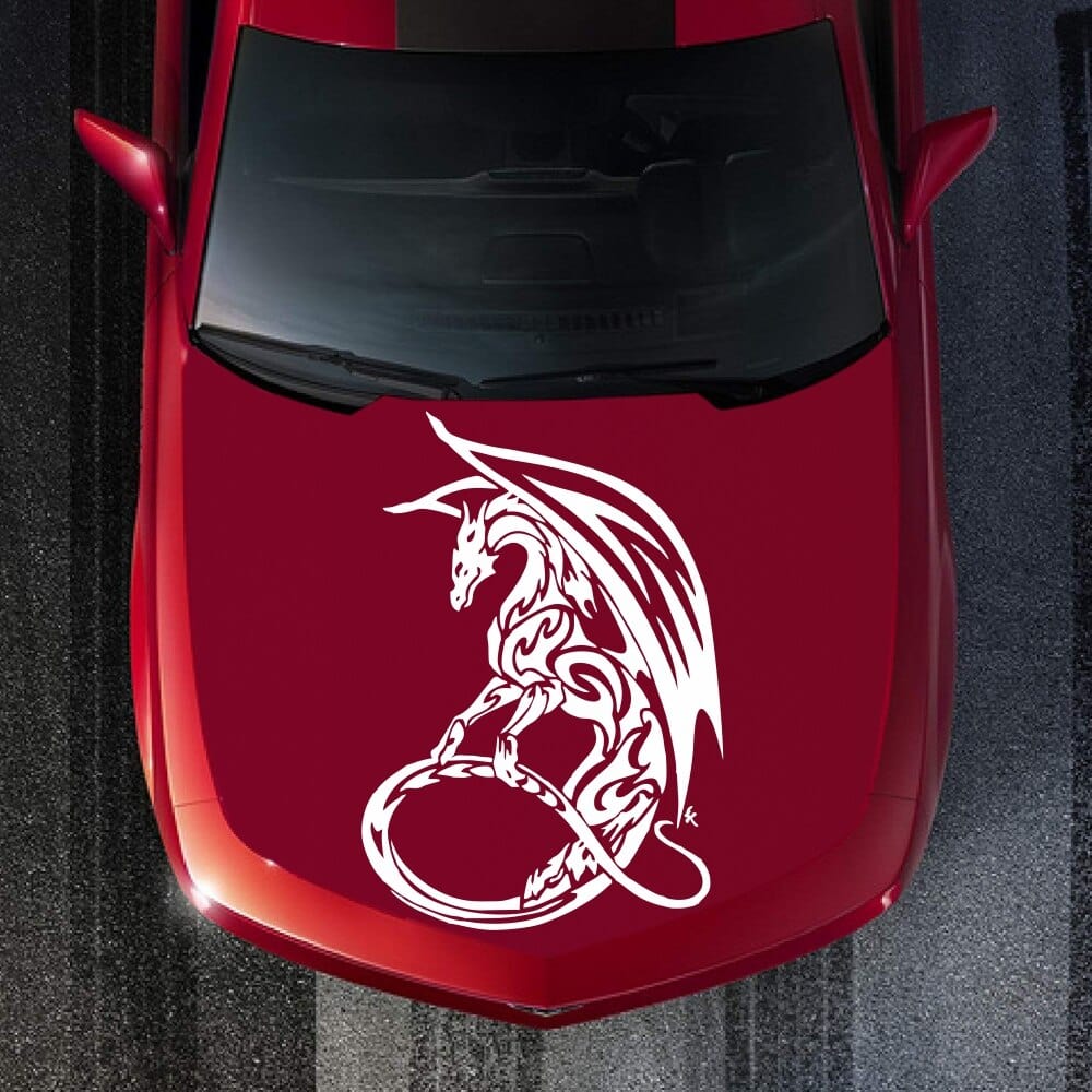 Stickers Voiture Dragon Blanc Stickers Mania