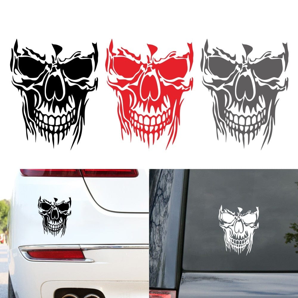 Stickers Voiture Tête de Mort Rouge Stickers Mania