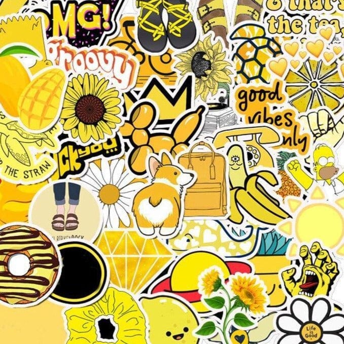 Stickers VSCO <br> Jaune (50pcs) Stickers Mania