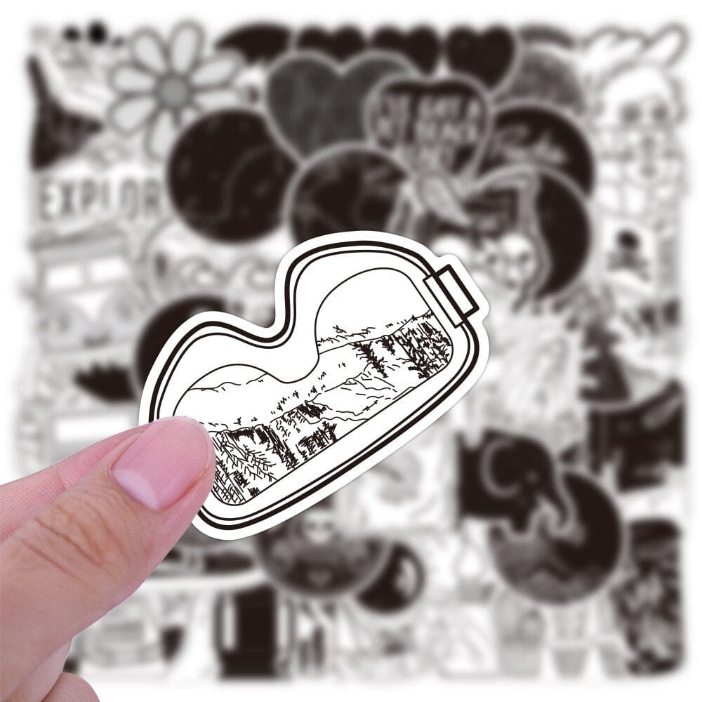 Stickers VSCO <br> Noir (50pcs) Stickers Mania