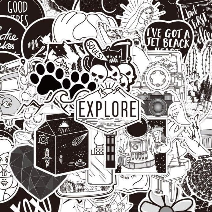Stickers VSCO <br> Noir (50pcs) Stickers Mania