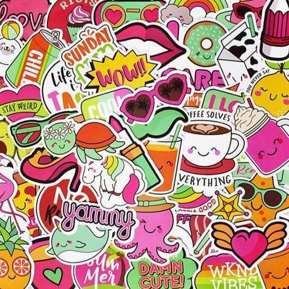 Stickers VSCO <br> Vert et Rose (50pcs) Stickers Mania