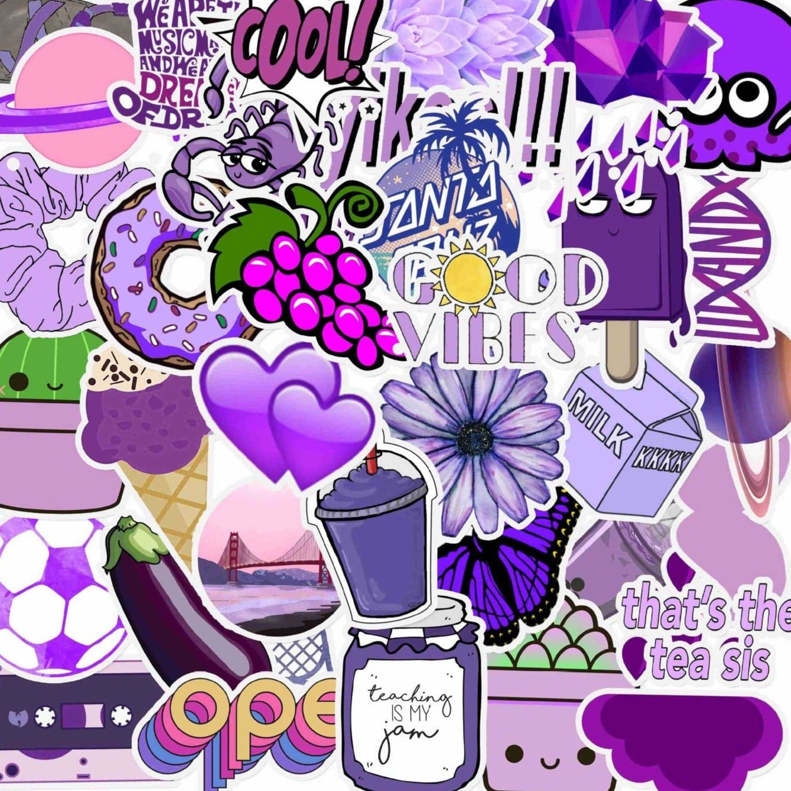 Stickers VSCO <br> Violet (50pcs) Stickers Mania