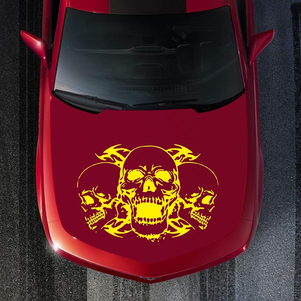 Autocollant Voiture Têtes de Mort Jaune Stickers Mania