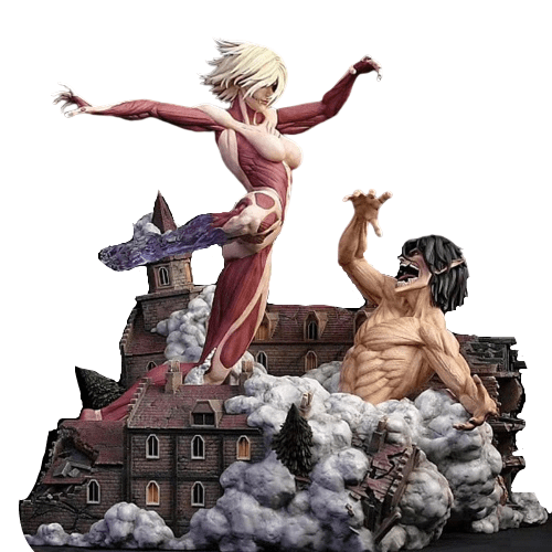 Figurine SNK Collector en Resine Titan Assaillant vs Titan Féminin Stickers Mania