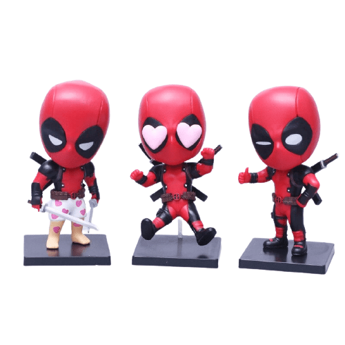Pack 3 Mini Figurines Deadpool 2 Stickers Mania