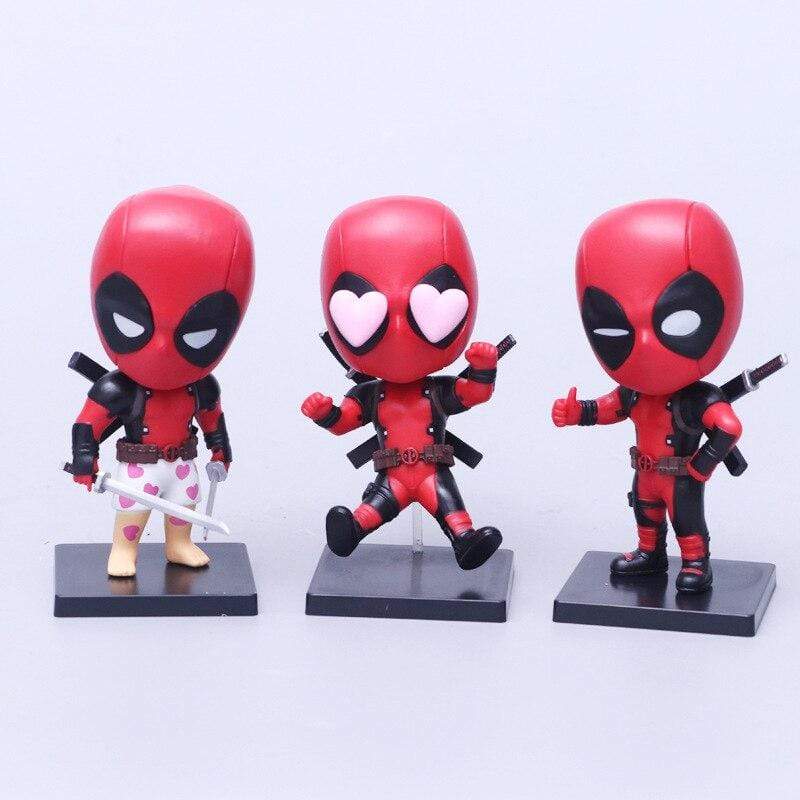 Pack 3 Mini Figurines Deadpool Stickers Mania