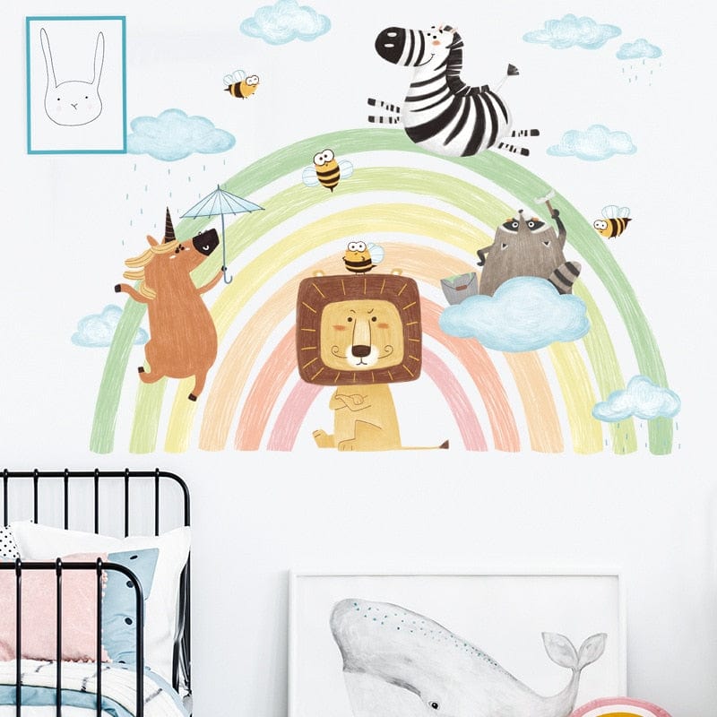 Stickers Chambre Bébé <br>Animaux et Arc en Ciel Stickers Mania