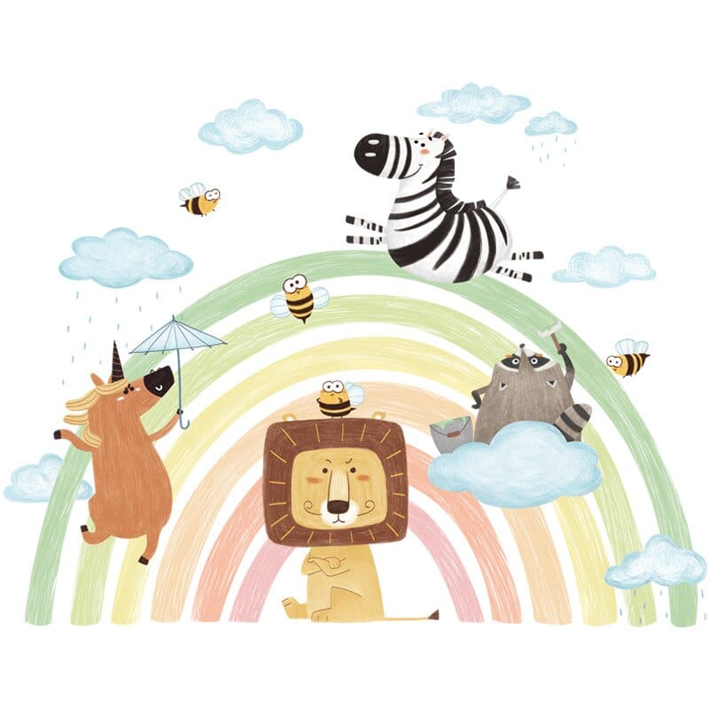 Stickers Chambre Bébé <br>Animaux et Arc en Ciel Stickers Mania