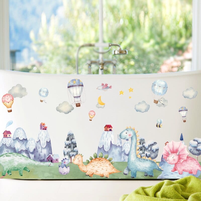Stickers Chambre Bébé Dinosaure et Montagnes Stickers Mania