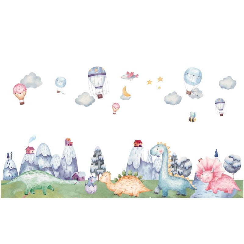 Stickers Chambre Bébé Dinosaure et Montagnes Stickers Mania