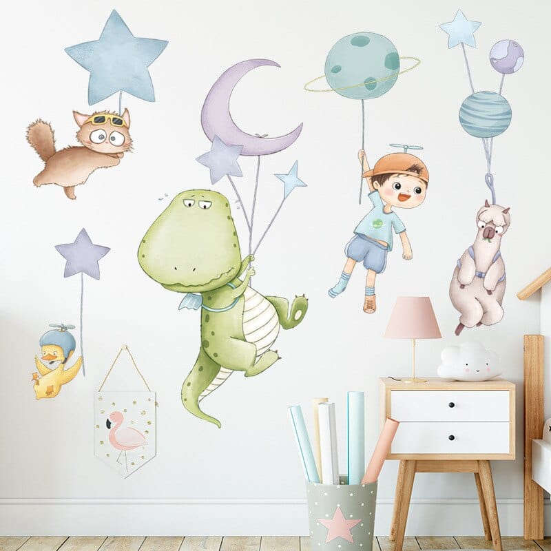 Stickers Chambre Bébé Dinosaures Volants Stickers Mania