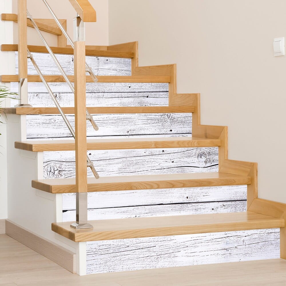 Stickers Escalier Bois Blanc