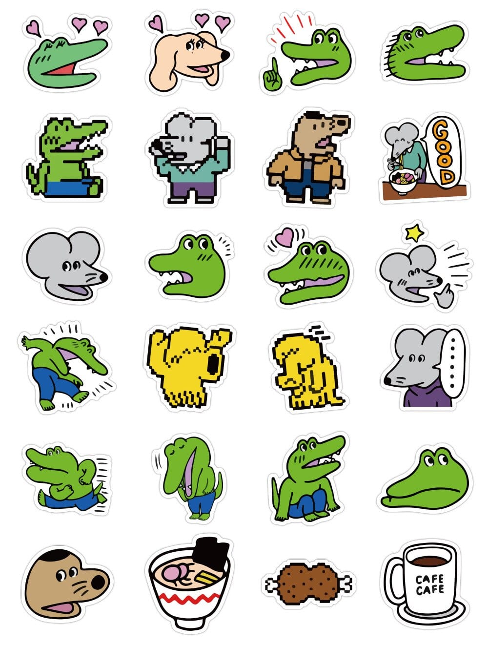 Stickers Kawaii Crocodile <br> (Pack de 80) Stickers Mania