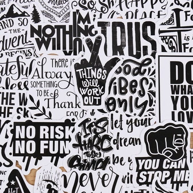 Stickers Noir et Blanc<br> Citations (50 pcs) Stickers Mania