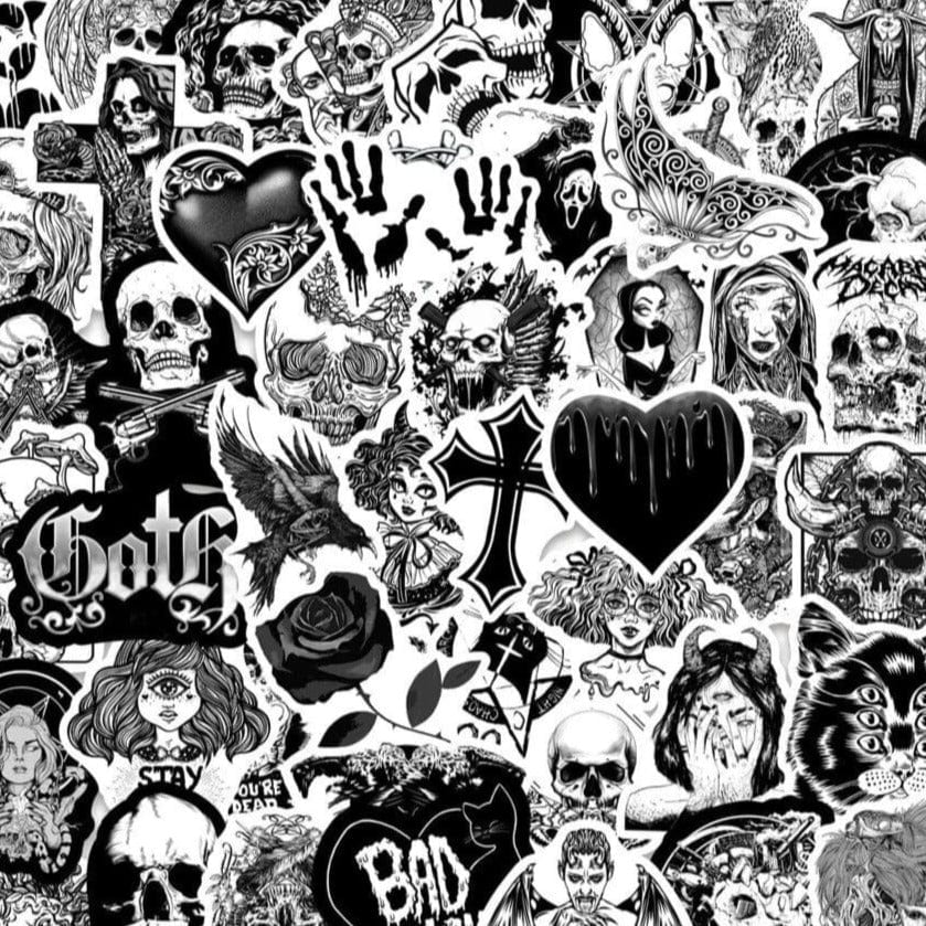 Stickers Noir et Blanc<br> Gothique (50 pcs) Stickers Mania