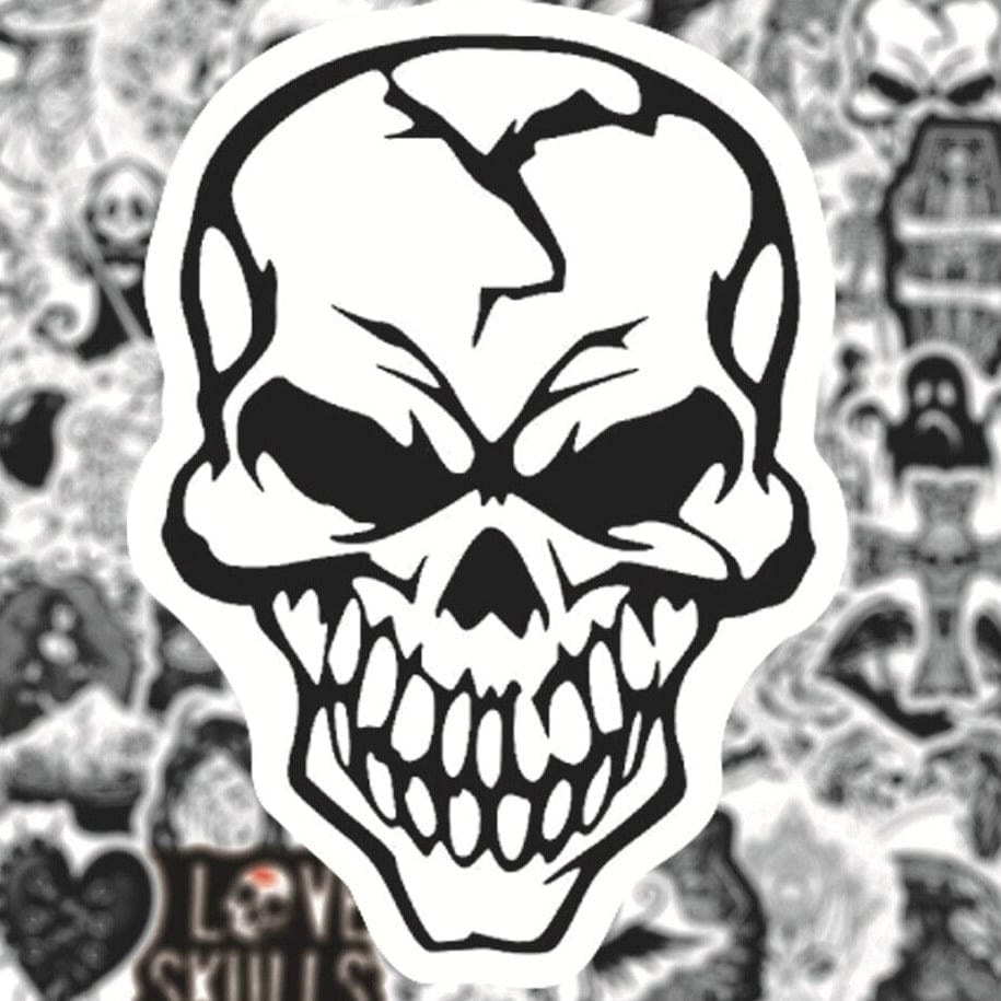 Stickers Noir et Blanc<br> Skull (50 pcs)