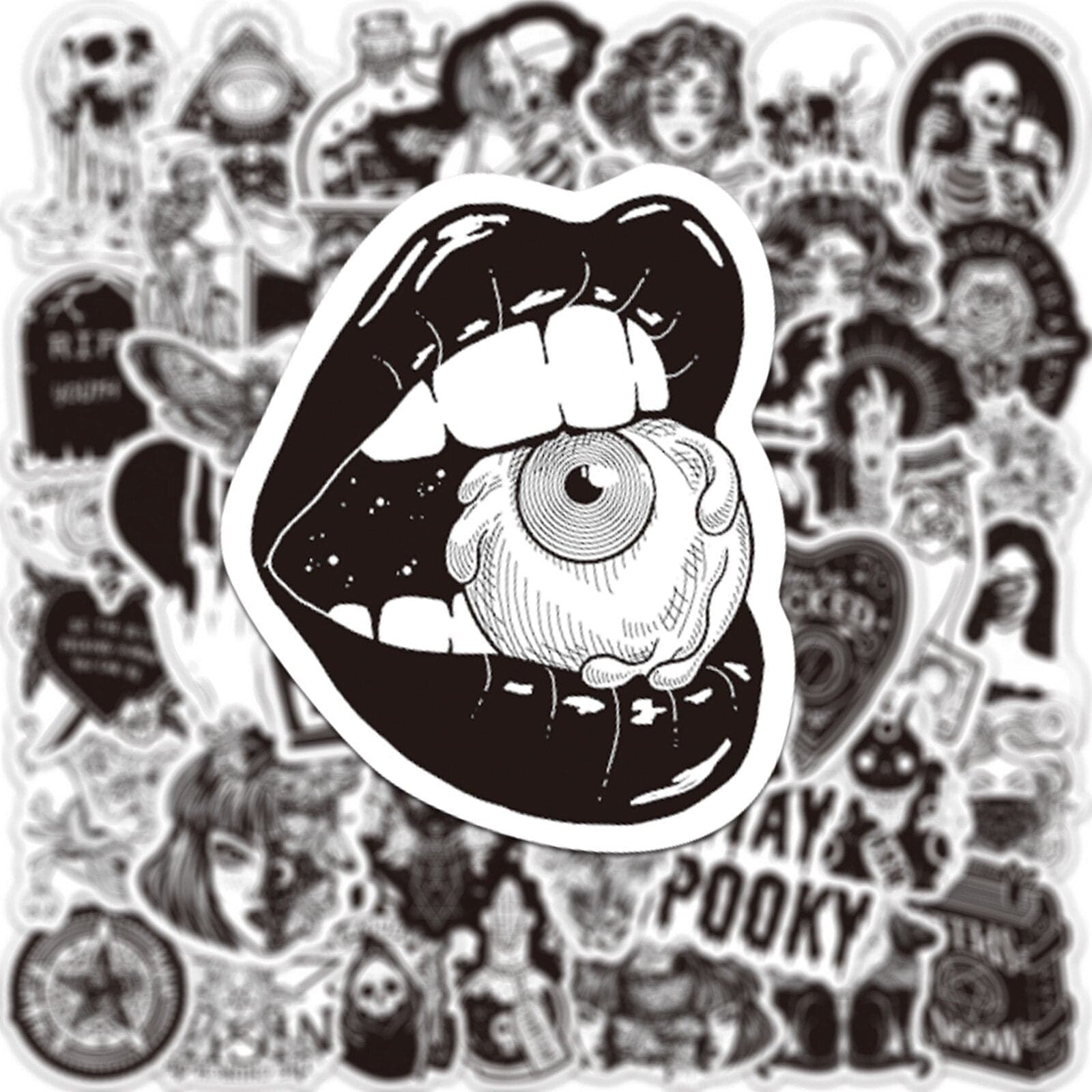 Stickers Noir et Blanc<br> Squelettes (50 pcs) Stickers Mania