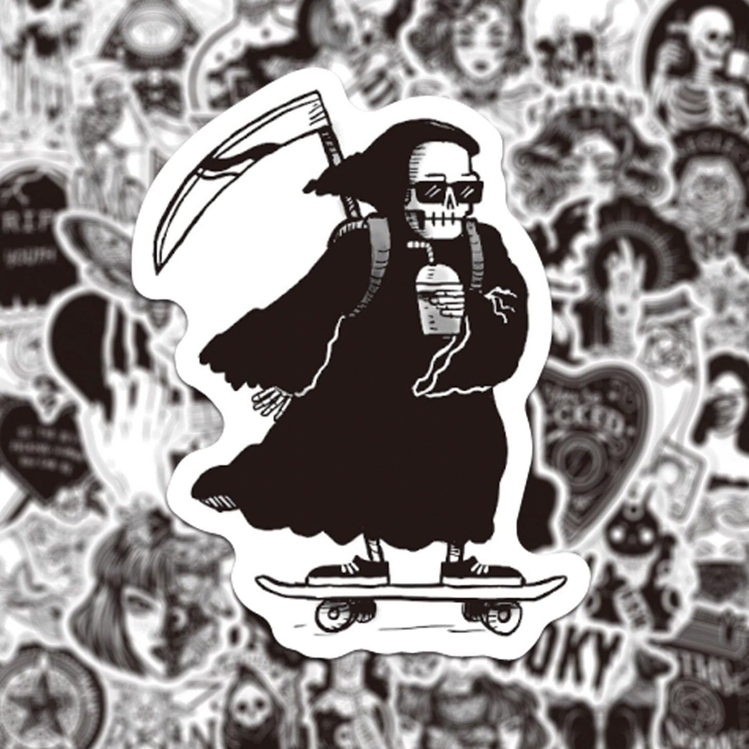 Stickers Noir et Blanc<br> Squelettes (50 pcs) Stickers Mania