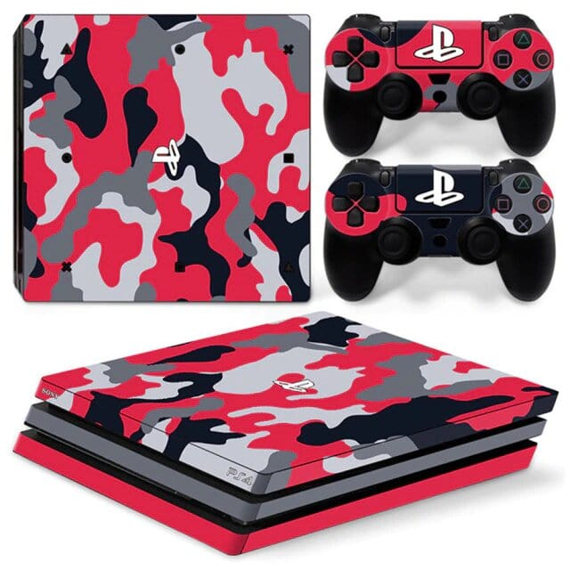 Stickers PS4 Pro Camouflage Rouge