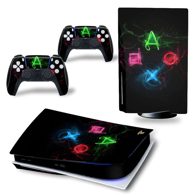Stickers PS5<br> Boutons Playstation Noir Stickers Mania