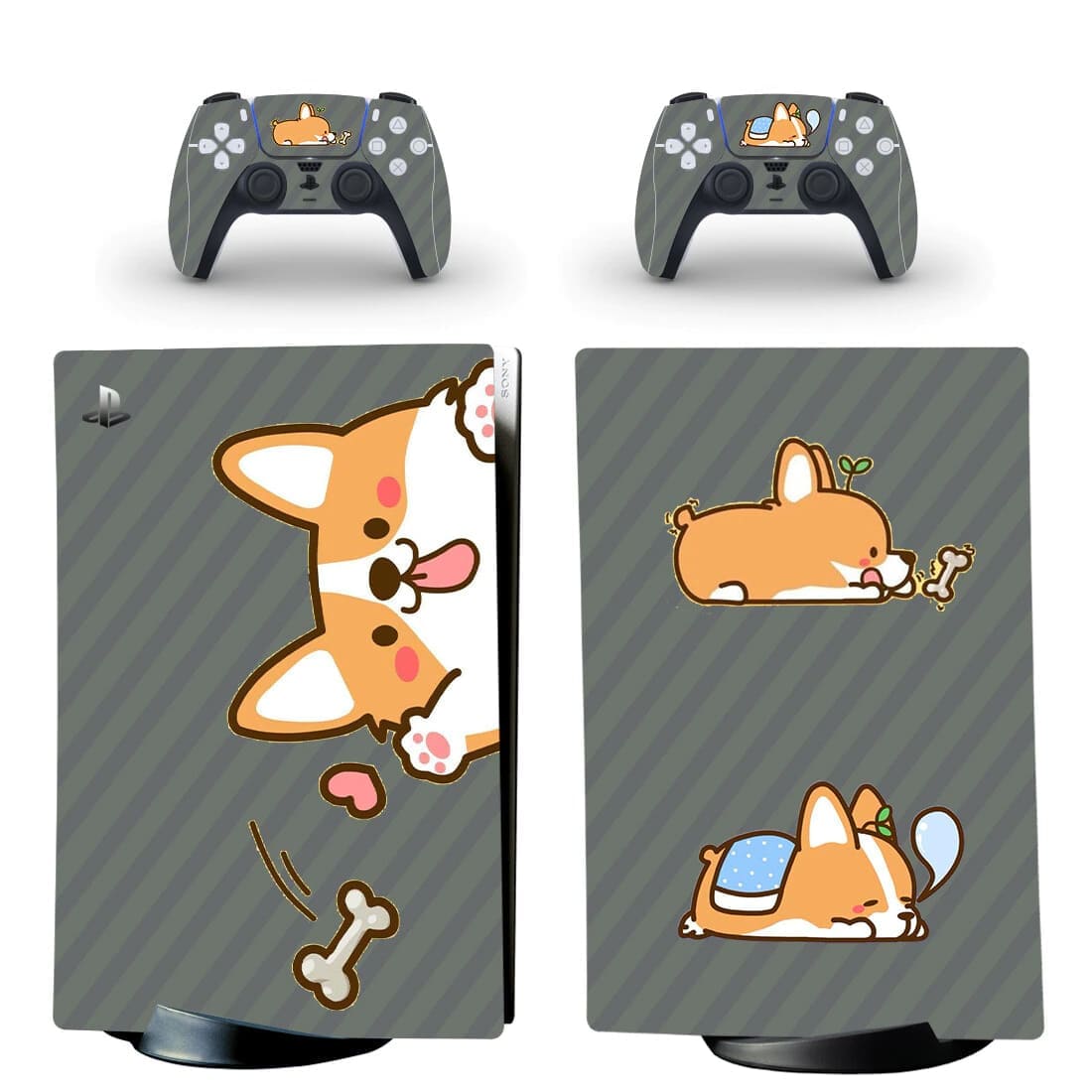 Stickers PS5 Digital<br> Corgi Gris