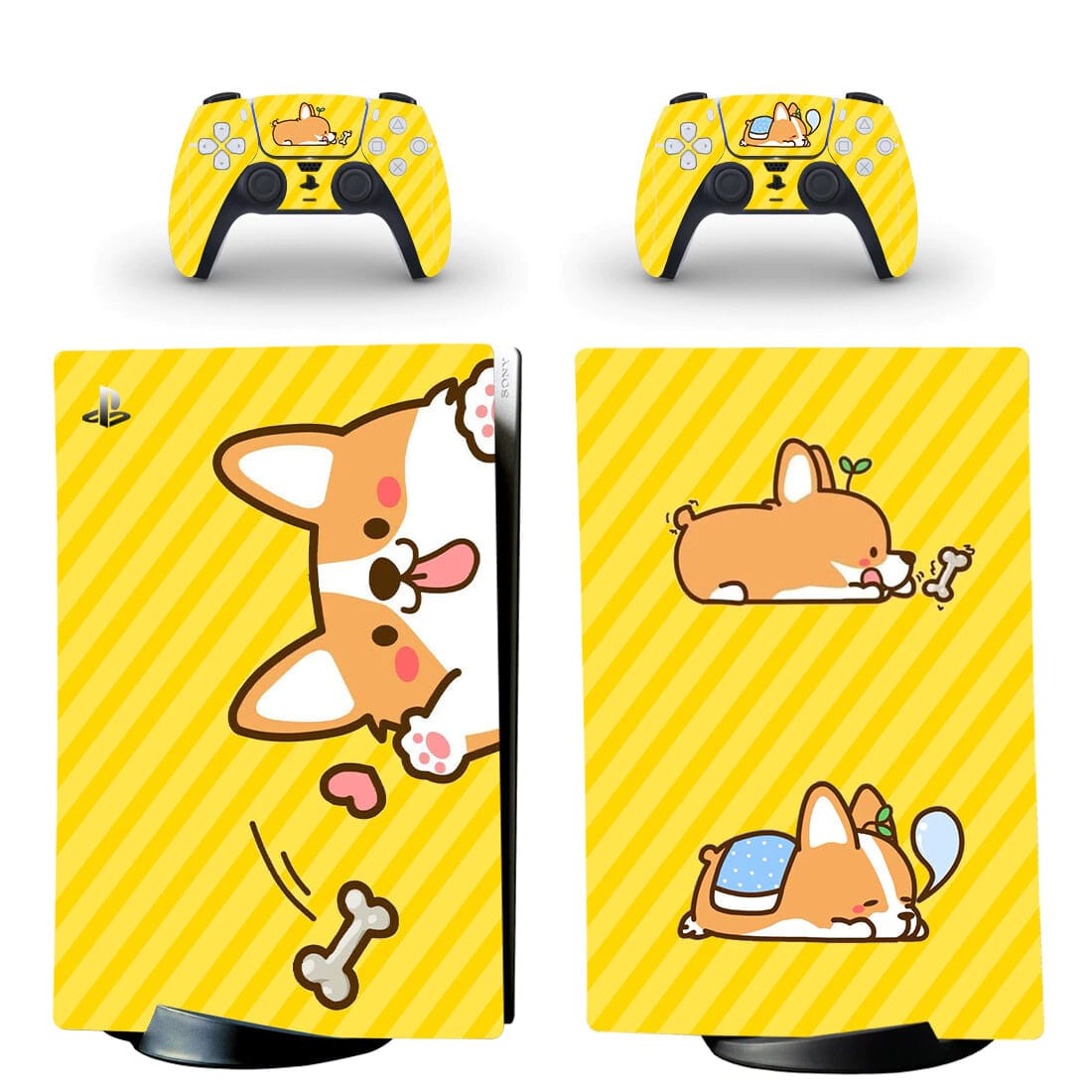 Stickers PS5 Digital<br> Corgi Jaune