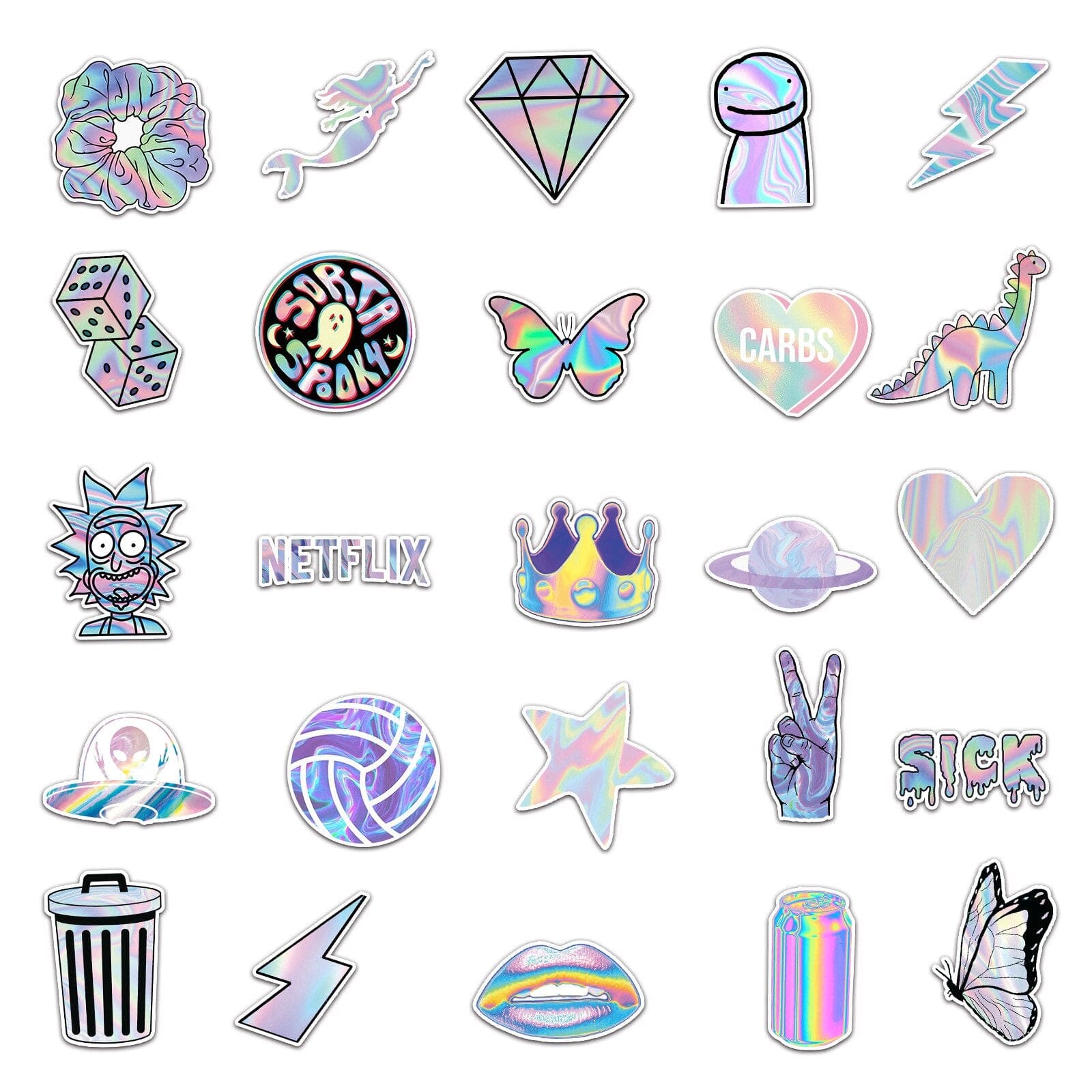 Stickers Skate<br> Holographiques (50 pcs) Stickers Mania