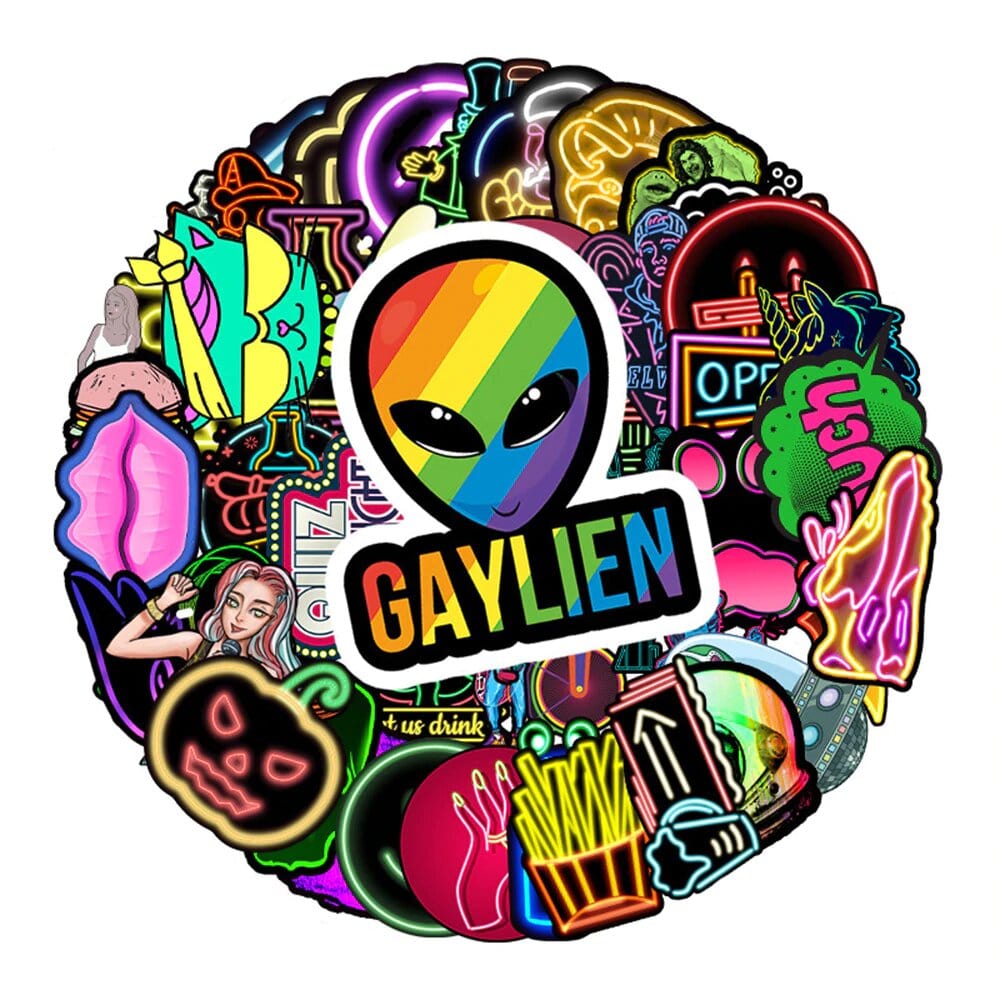 Stickers Skate <br> Néon (50pcs) Stickers Mania