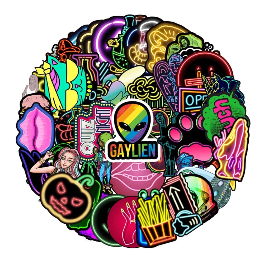 Stickers Skate <br> Néon (50pcs) Stickers Mania